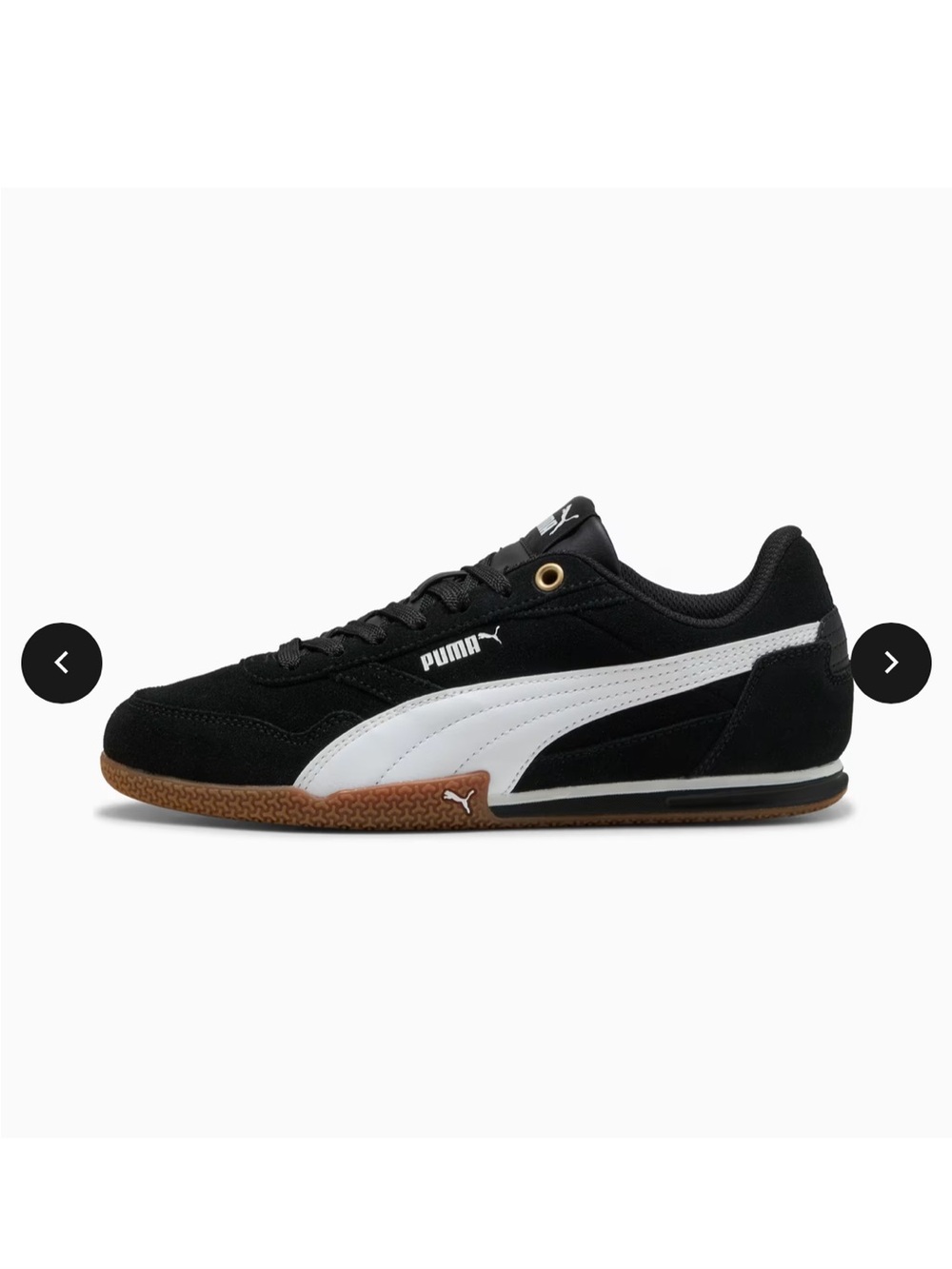 PUMA Bella Donna Suede Sneakers - Black/White/Gum - Size 8 (Like New + OG Box)